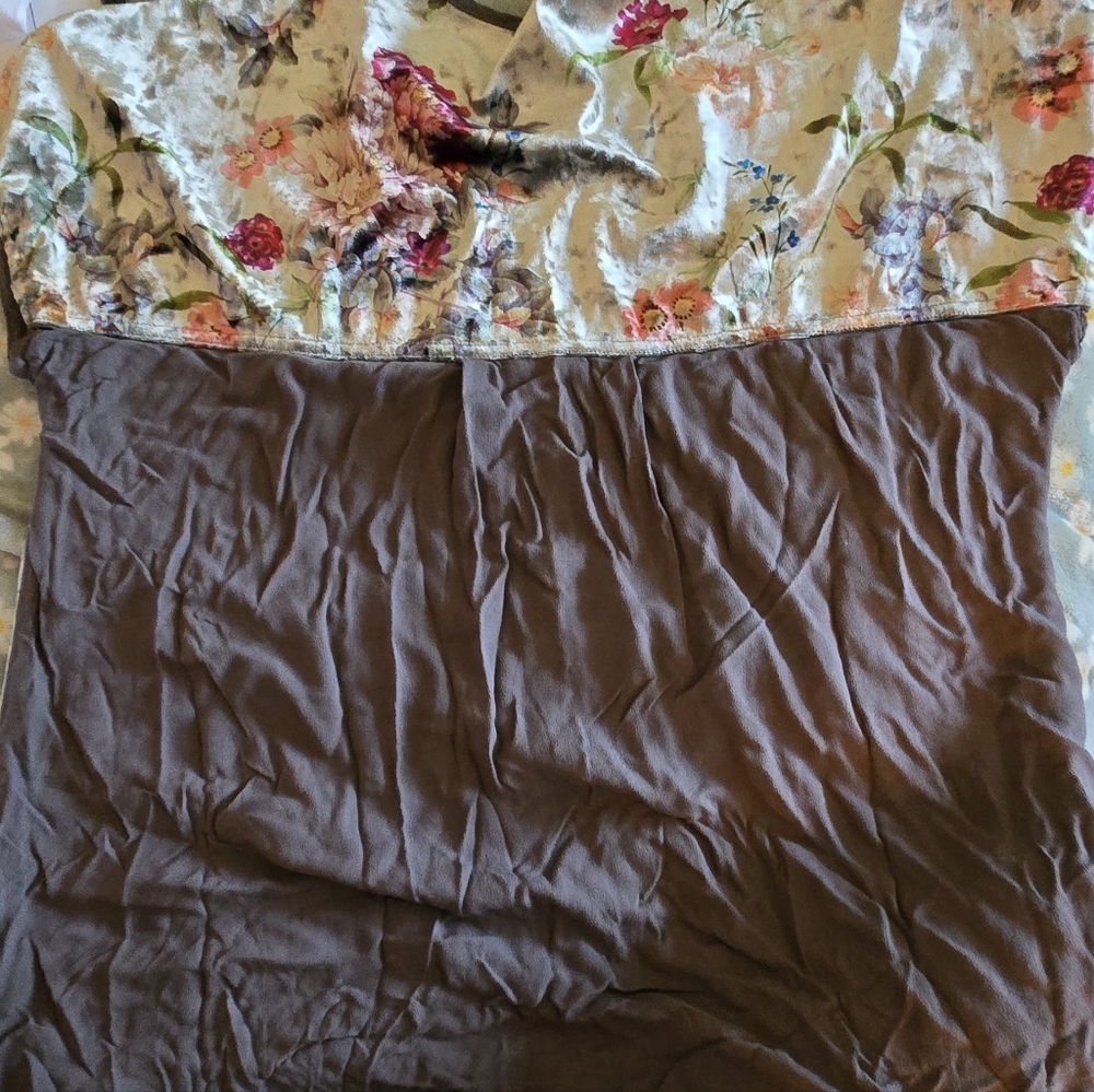 Soft Surroundings Large Green Floral Velvet Blouse Top Dark Fairycore Ren‎ Faire